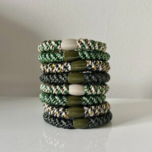L. Erickson Grab & Go Ponytail Holders -- 8 Pack -- Mixed Green -- NEW
